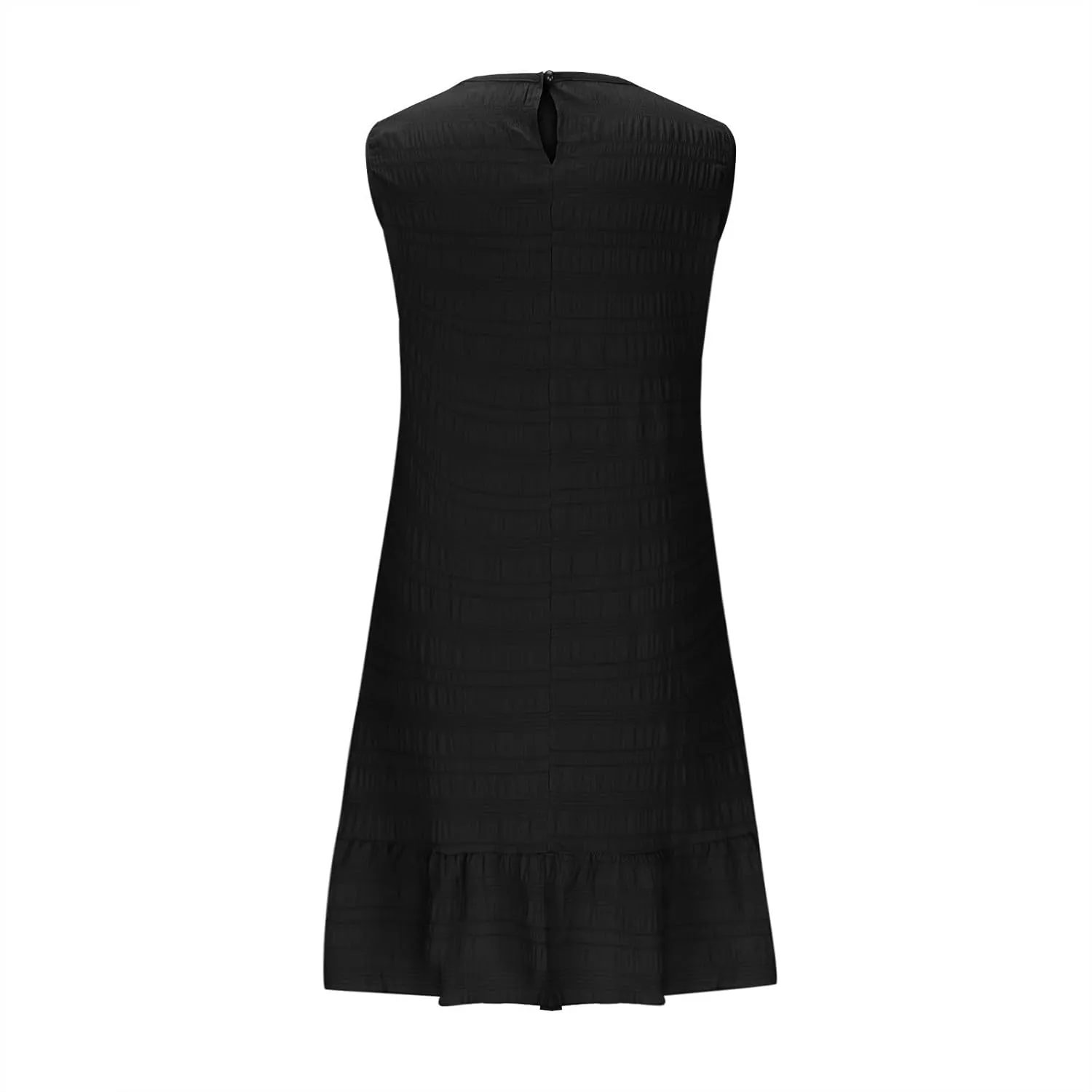 Women's Ruffle Hem Tank Dress Round Neck Sleeveless Casual Smocked Sundress 2025 Summer Trendy Mini Dresses