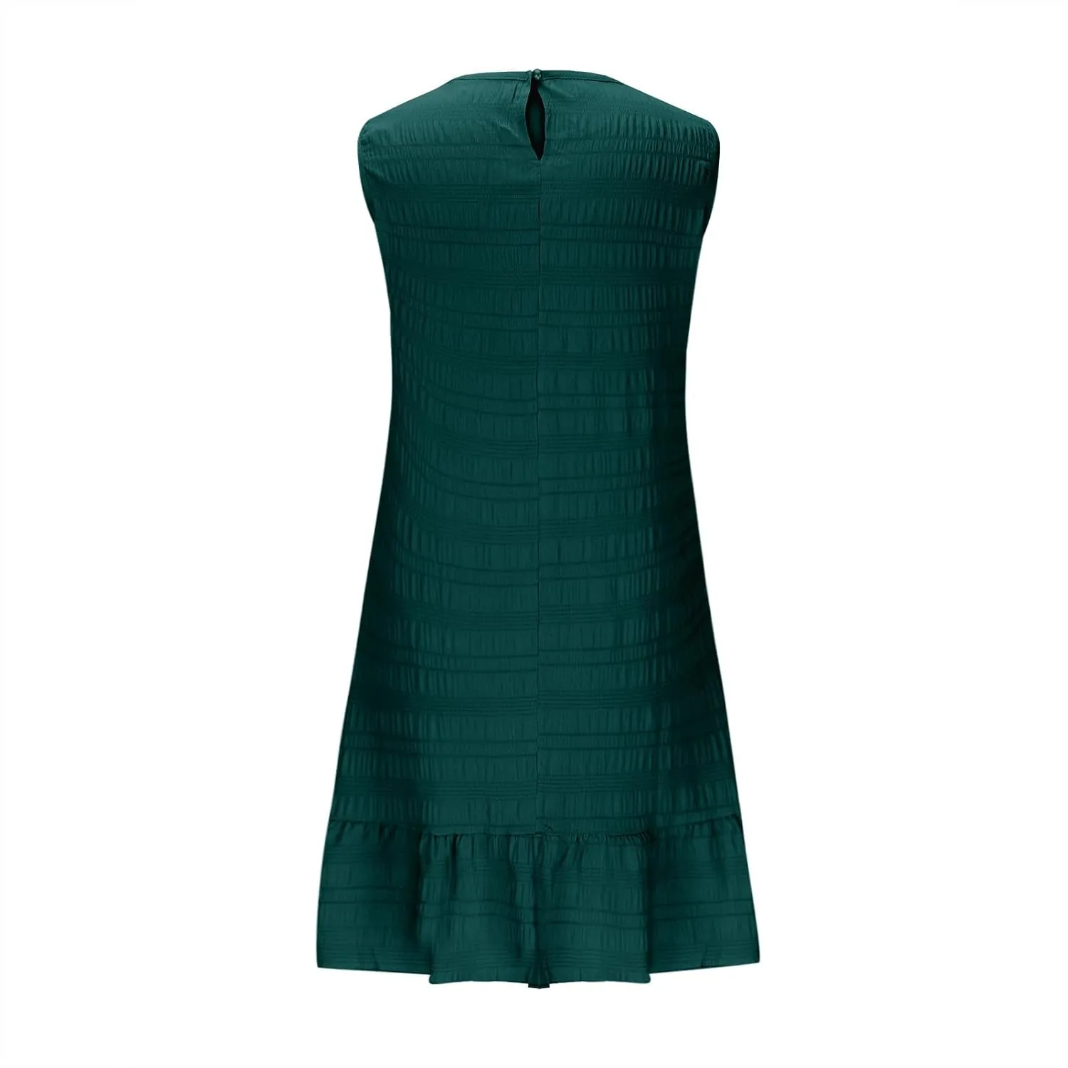 Women's Ruffle Hem Tank Dress Round Neck Sleeveless Casual Smocked Sundress 2025 Summer Trendy Mini Dresses