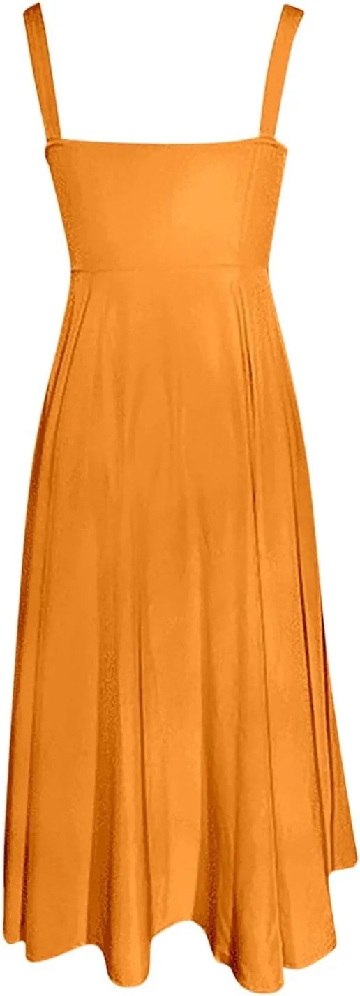 Women's Summer Corset Midi Dress 2025 Summer Spaghetti Strap Low Cut Bust Dress Beach Party Maxi Dresses
