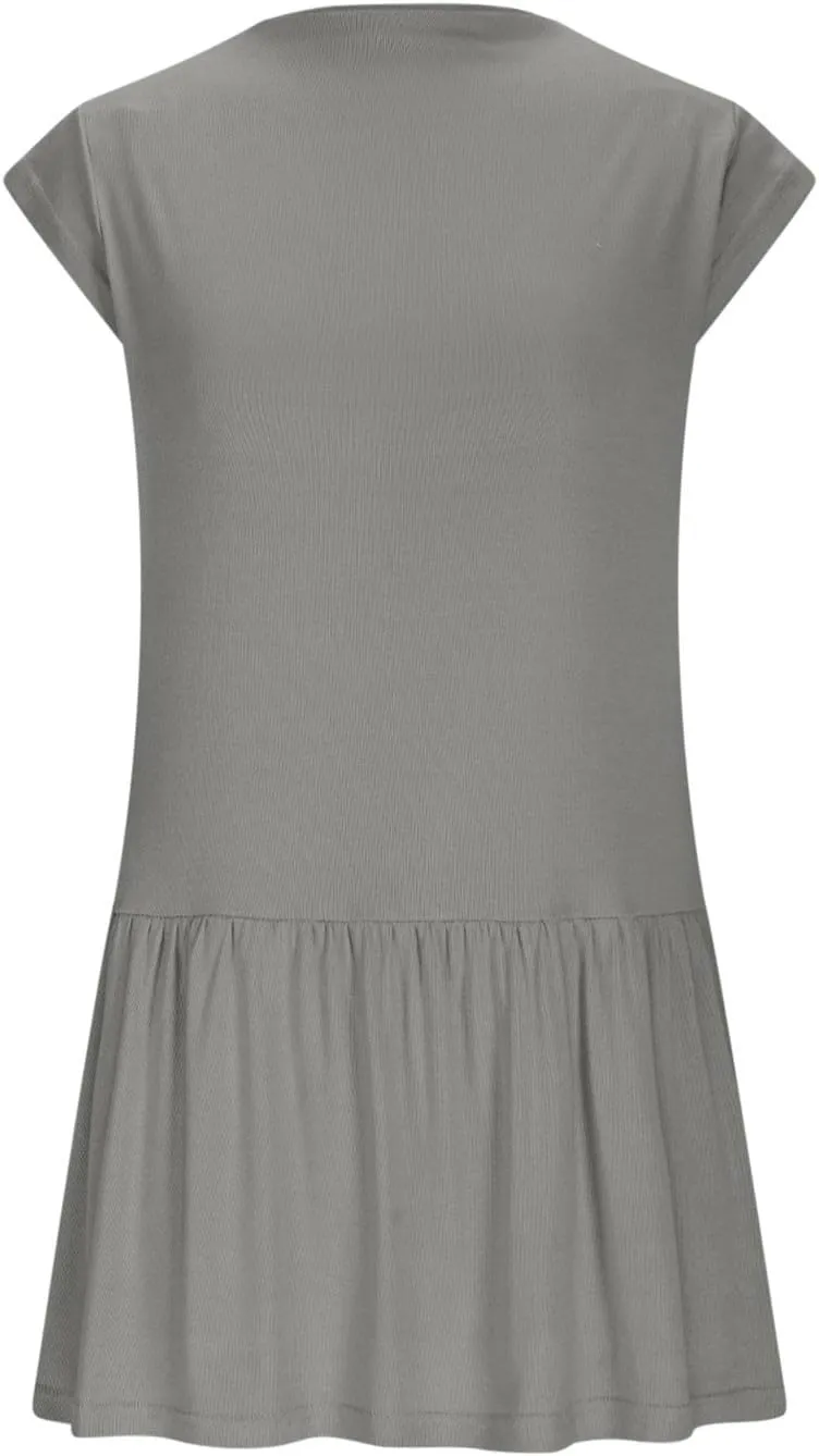 Womens Summer Modal Tank Mini Dress 2025 Fashion Stand Collar Cap Sleeve Ruffle Cute Beach Casual Vacation Dresses