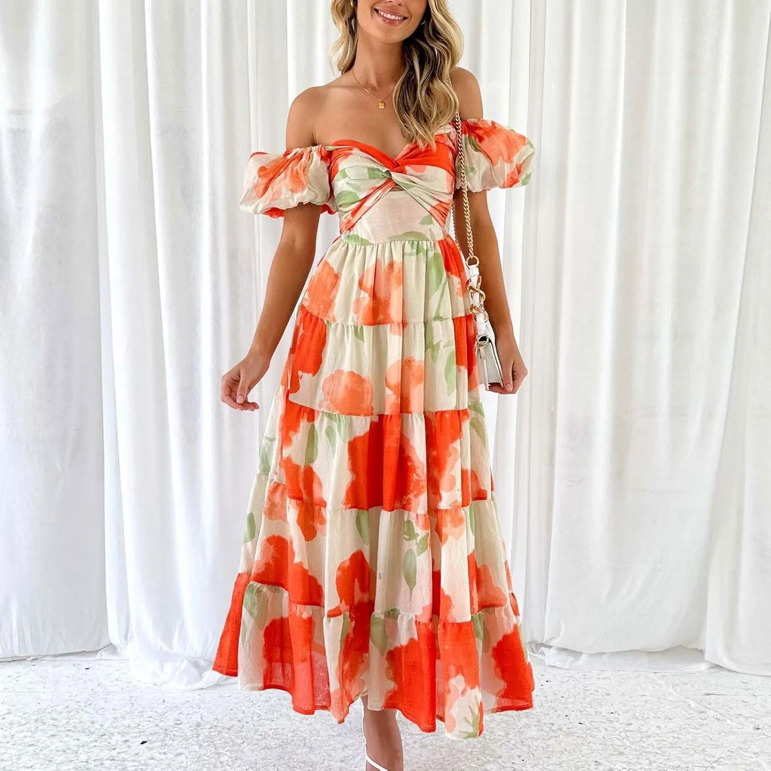 Womens Summer Vacation Dresses 2024 Trendy Bohemian Dresses Casual Long Maxi Dress Sexy Strapless Dresses