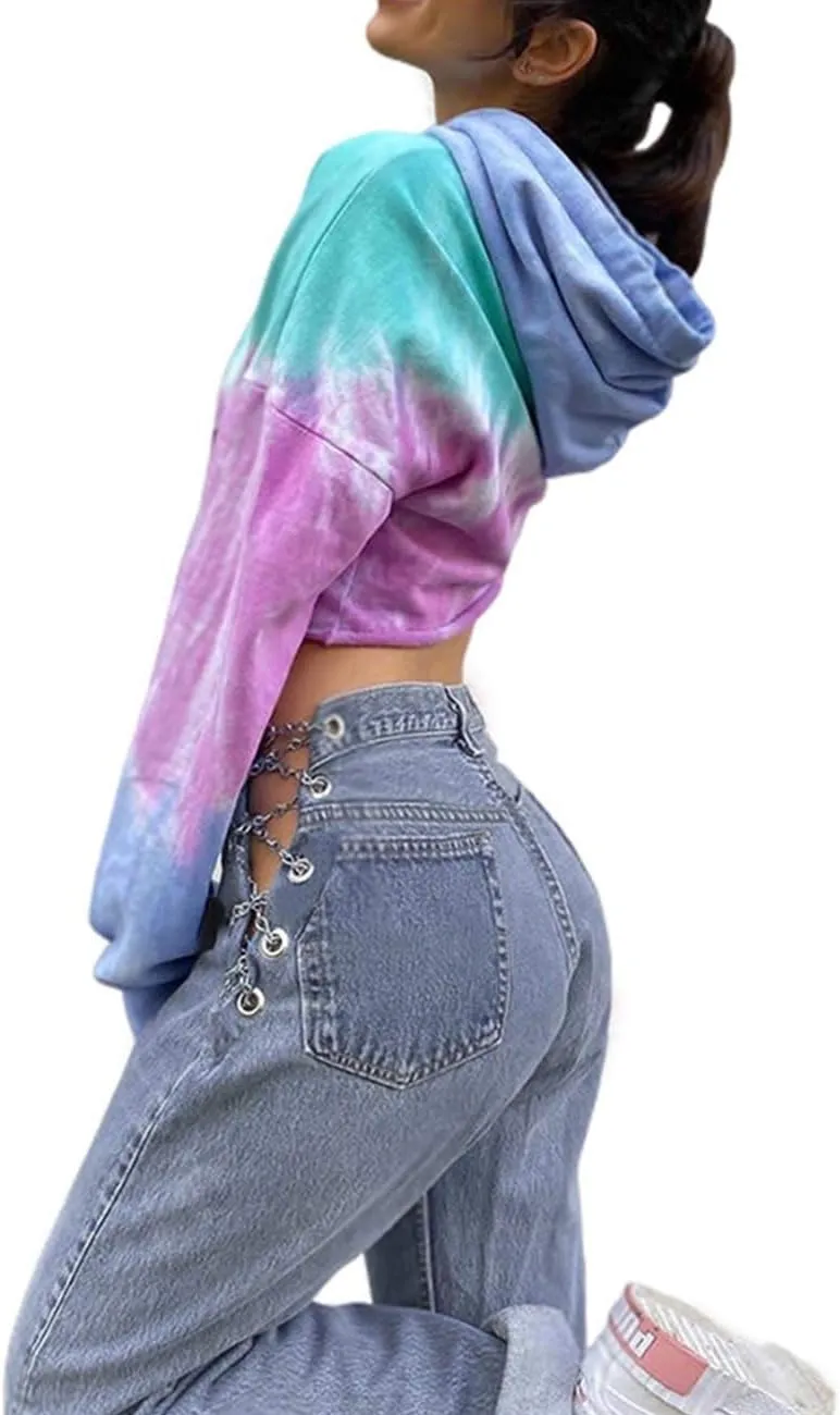 xxxiticat Women's Chain Lace Up Denim Pants High Waist Slim Fit Skinny Bandage Cutout Hollow Out Jeans Trousers