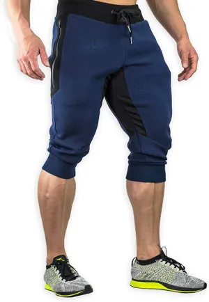 YSENTO Men's Cotton Casual 3/4 Jogger Running Capri Pants Below Knee Gym Workout Shorts Zipper Pockets