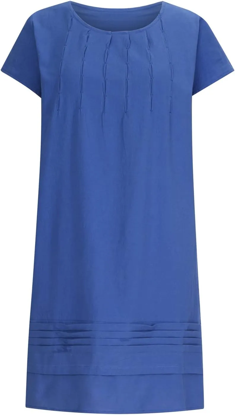 ZDRZK Midi Dresses for Women 2024 Casual Cotton Linen Summer Plus Size Sundresses Beach Vacation Loose Fit Flowy Dress